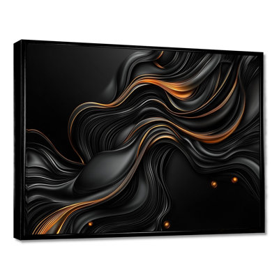 Quantum noir et feuilles dorées II - art abstrait fractal
