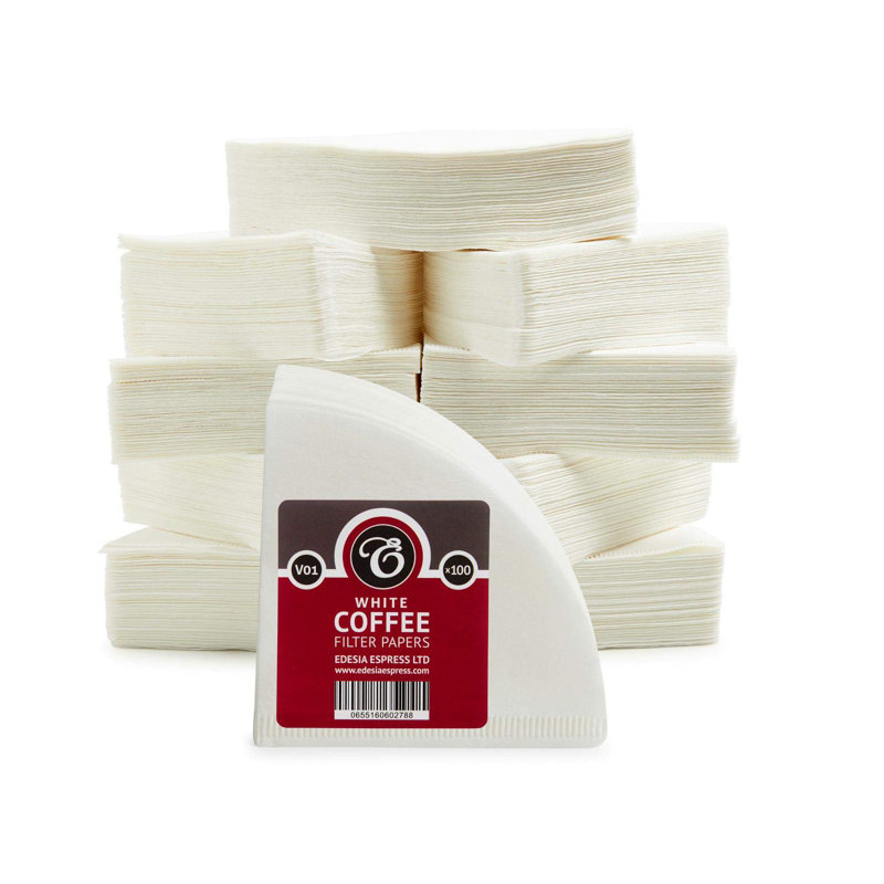 1000 Size V01 White Coffee Filter Paper Cones – V Shaped, Compatible With Hario Size 01