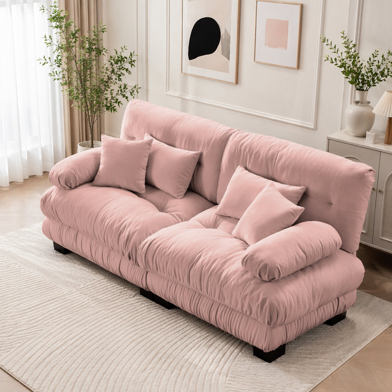 Canapé Cloud, canapé en chenille, Rose + 2 sièges