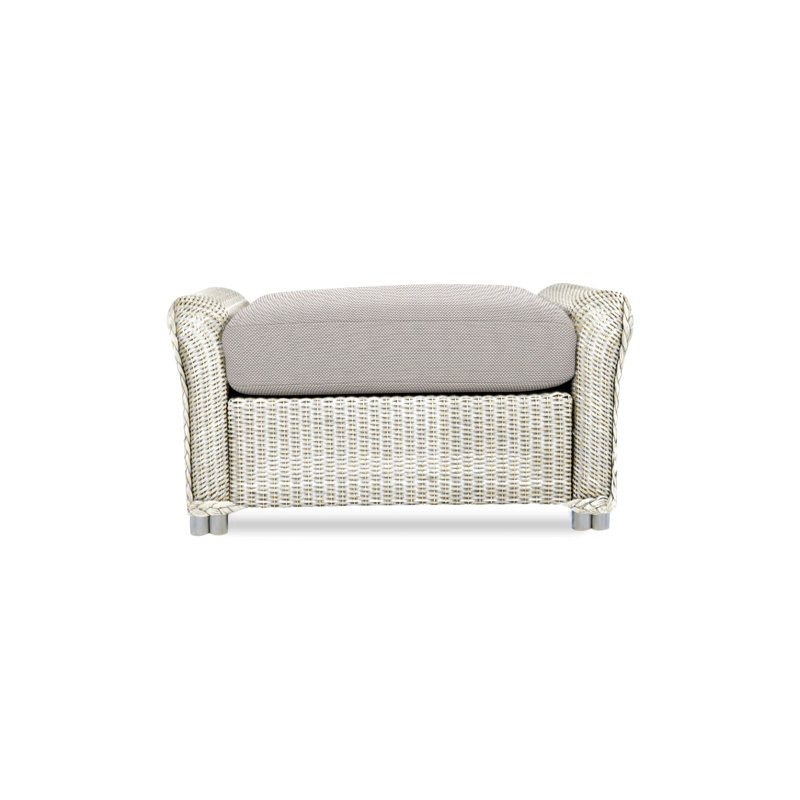 Reflections Outdoor Ottoman, Visions Cobalt, Hickory