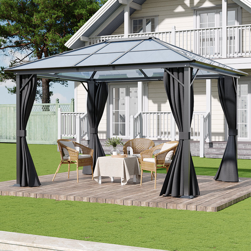 Dark gray single-roof polycarbonate awning