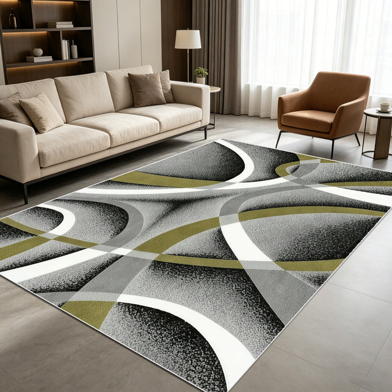 1PC Modern Abstract Swirl Geometric area rugs for Living Room, Soft, All seasons, Easy-maintain, Washable Indoor mat, Farmhouse suitable for dining room, bedroom, entryway, home office, patio, porch, Home Decor, Outdoor Decor.
