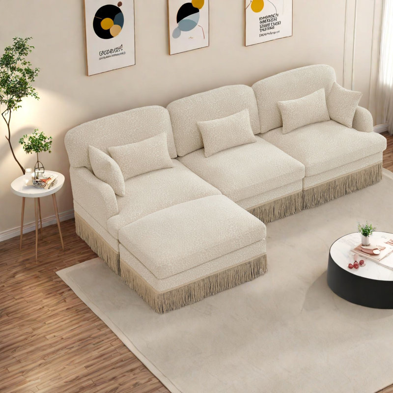 Deep Seat Chenille Sofas, 100.3 Inch Modern Modular Living Room Seating
