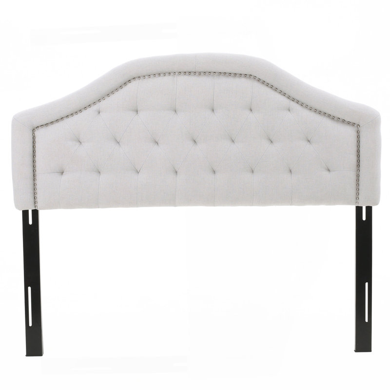 Tufted Upholstered Headboard Queen Size, Solid Wood Head Board With Durable Metal Legs, Adjustable Height Queen Headboard With Nailhead Trim In Bedroom
