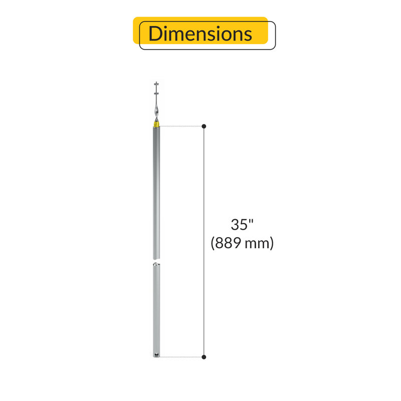 Tilt tube d'équilibre jaune portant 35 po, Argent / Jaune