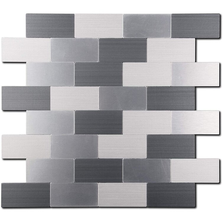 Yips Brushed Aluminum 1.45'' W x 3'' L Aluminum Peel and Stick Mosaic Tile