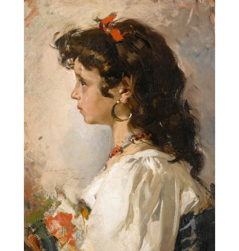 «Italian Head» par Joaquin Sorolla - Art mural sur toile tendue avec châssis, H 18 po x l 14 po