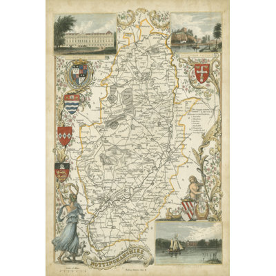 Map Of Nottinghamshire - Wrapped Canvas Print