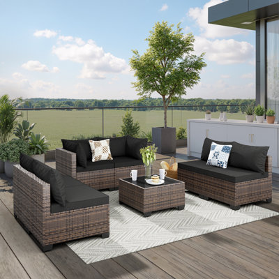 6 - Person Modular Patio Conversation Set with Cushions