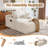 Oversized Plush Corduroy Chaise Lounge Chair Indoor Sleeper Reading Upholstered Sofa With Ottoman Corduroy Cloud Sofa Plush Chair Couch Bed for Living Room Bedroom with Cup Holder (Khaki)-488149808