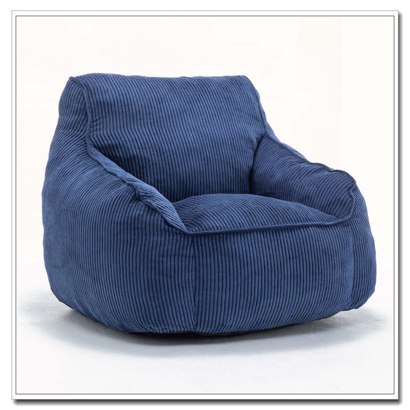 Comfy Corduroy Large Bean Bag Chairs with Armrests, Dark Blue