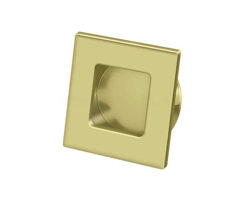 Deltana FPS234U3-UNL Flush Pull, Square, HD, 2-3/4" x 2-3/4", Solid Brass in Unlacquered Brass, Polished Brass