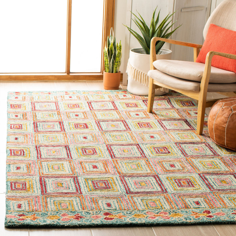 Tapis rose en laine touffeté à la main Deyoung, Rectangle 8 pi x 10 pi