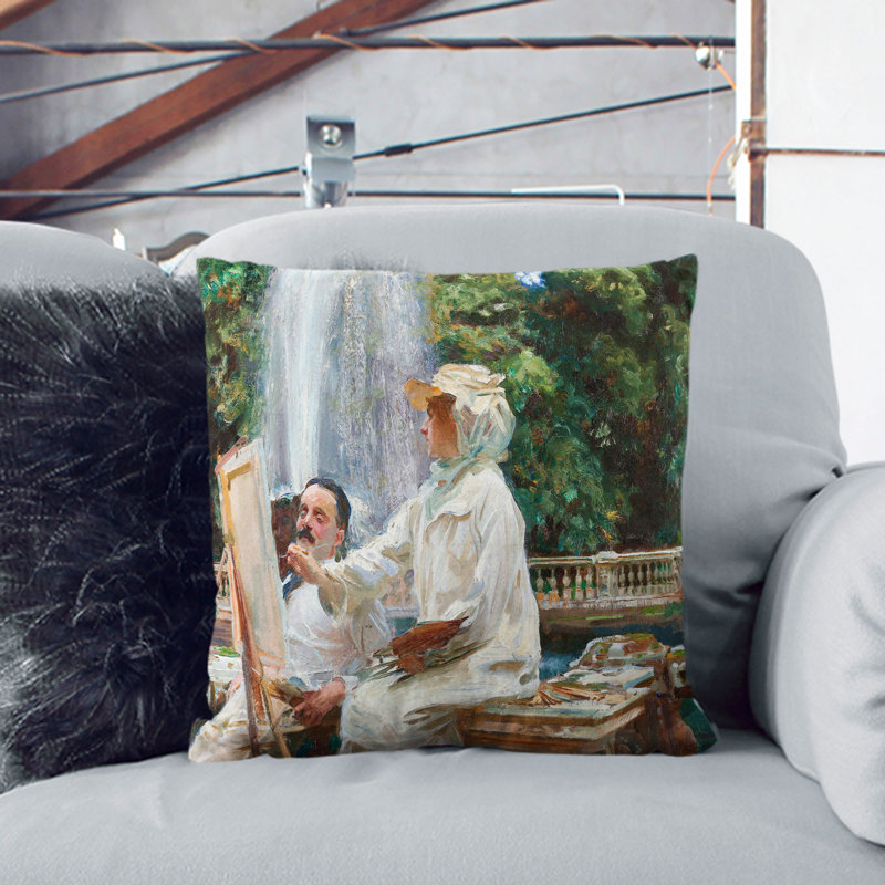The Fountain, Villa Torlonia Scatter Cushion, Black, 40cm H x 40cm W x 15cm D