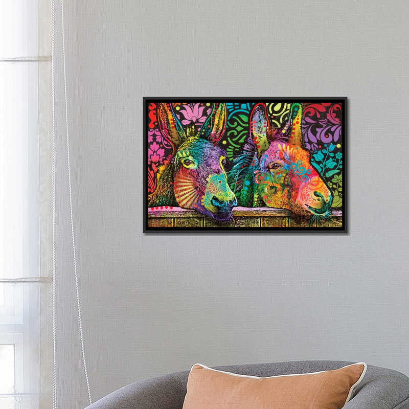 «Donkeys», reproduction d'impression sur toile, H 18 po x l 26 po x P 1,5 po, Toile avec cadre noir