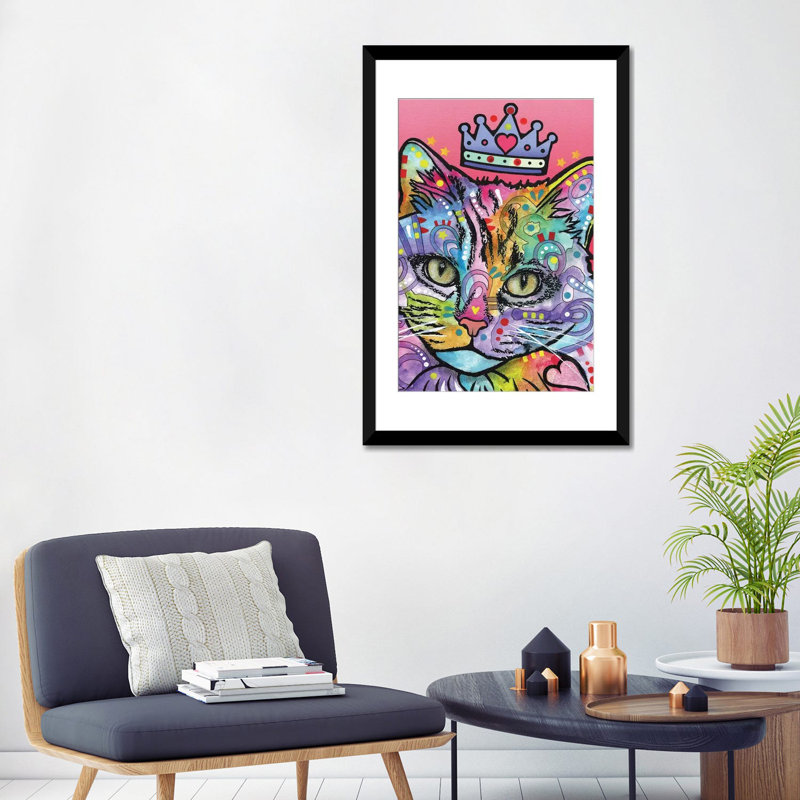 «Love Cat», impression sur toile, H 32 po x l 24 po x P 1 po, Papier d'art encadré noir, Blanc