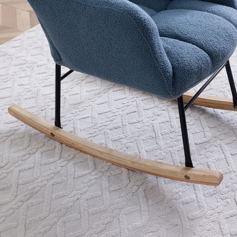 Fauteuil à bascule rembourré avec fauteuil à haut dossier et chaise berçante, Bleu
