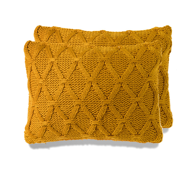 Geometric Throw Pillow, Down Blend, Yellow