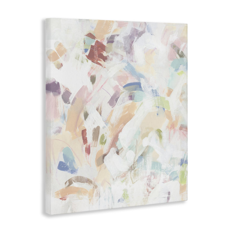 Toile abstraite pastel bonbon et grattage, design par June Erica Vess, H 20 po x l 16 po