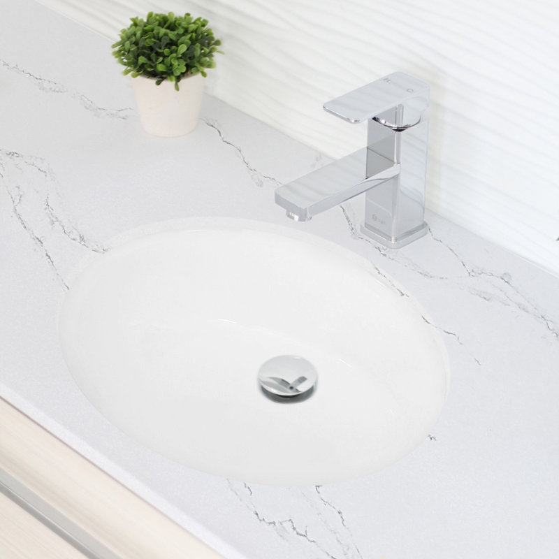 19.5"W x 16"D White Oval Undermount Bathroom Sink Set of 2