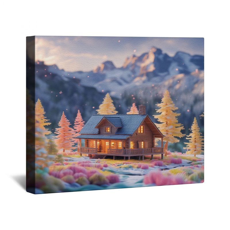 Toile Cozy Cabin In Mountains, 16 po x 20 po