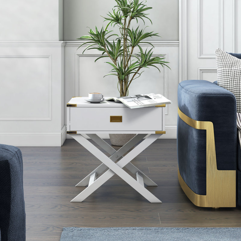 Table de chevet 1 tiroir Rossiter, blanc