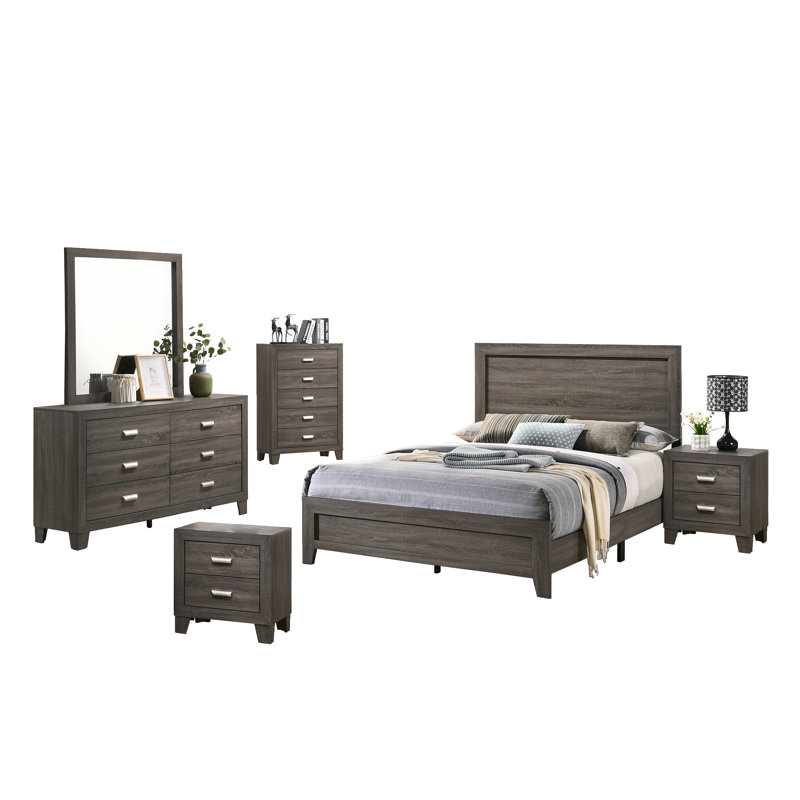 Ensemble de chambre à coucher standard 6 pièces Anastasia Dre Cappelletti, Gris, Très grand