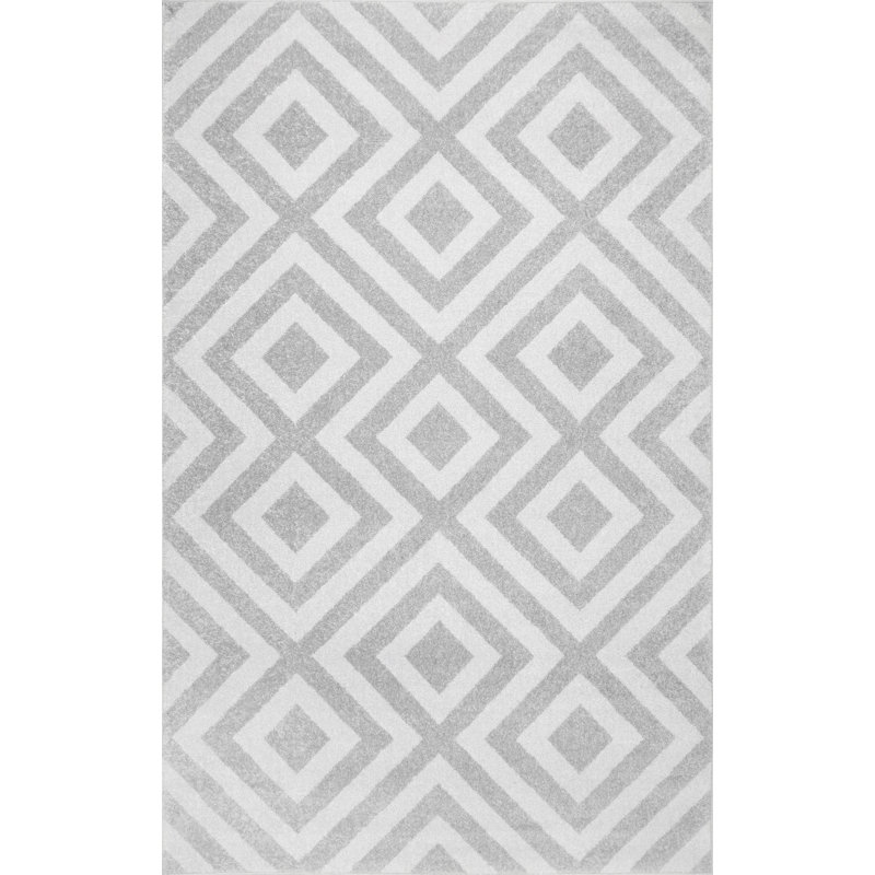 Tapis gris / blanc Frances, Rectangle l 4 pi x L 6 pi