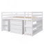 Lit mezzanine double bas avec cabinet, tablettes et bureau portatif à roulettes, lit multifonctionnel-611202892