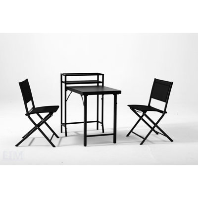 3PCS Foldable Patio Bistro Set With Rust-Resistant Steel Frame And Comfortable Sling Chairs, Ideal For Outdoor Use