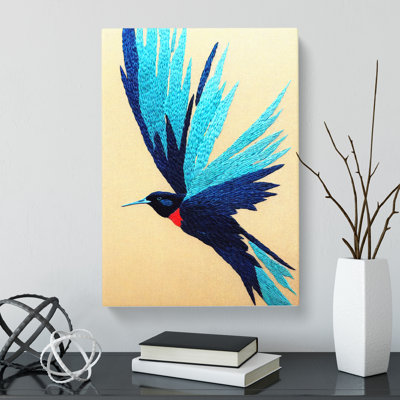 Swallow Embroidery - Wrapped Canvas