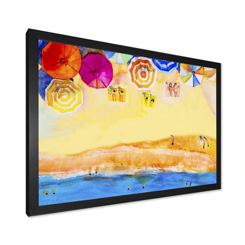 Aérien, plage de Miami pastel, reproduction de cadre flottant sur toile, H 8 po x l 12 po x P 1 po, Cadre noir