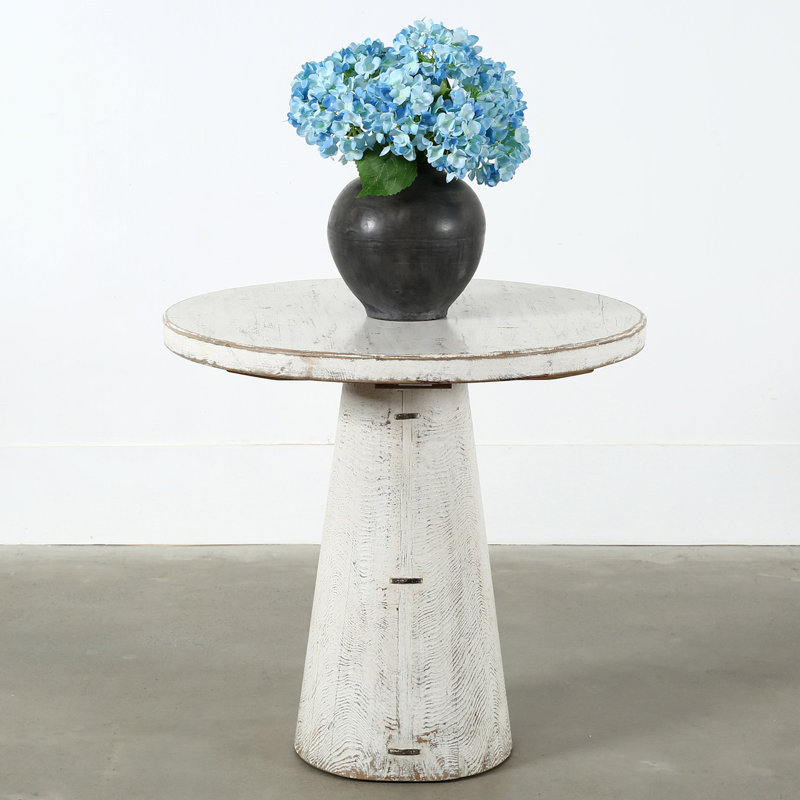 Solid Wood End Table, Off White