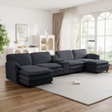 Kariba Modular Sofa With Ottomans, Console With 2 Cup Holders, Storage And USB Port