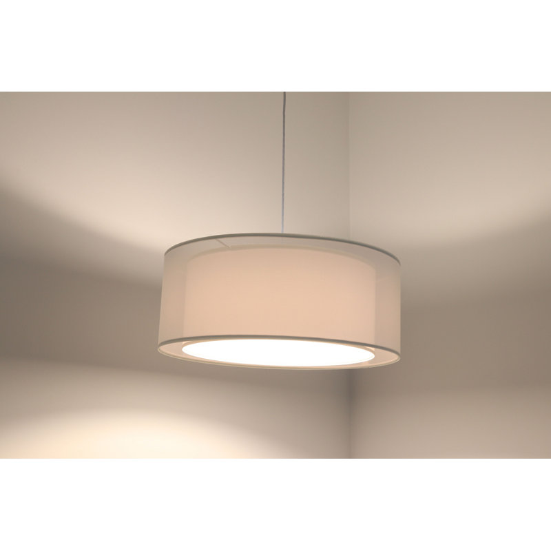 Kizziah 1 - Light White Drum Pendant, Beige, 107cm H x 60cm W x 60cm D