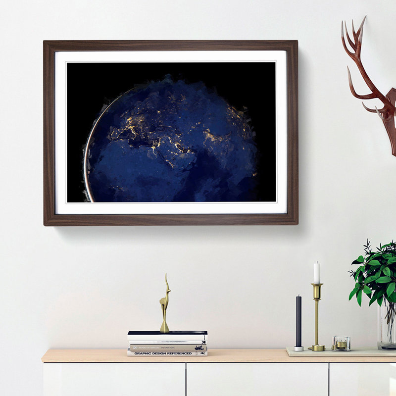 Earth View - Picture Frame Graphic Art Print, Walnut Framed, 62cm H x 87cm W x 2cm D
