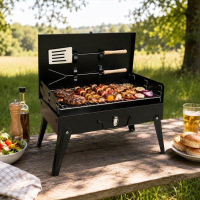 Dakota Fields Haysville 46 cm W Portable Grill / Smoker Combo Charcoal Grill Gas & Charcoal Combo Grill