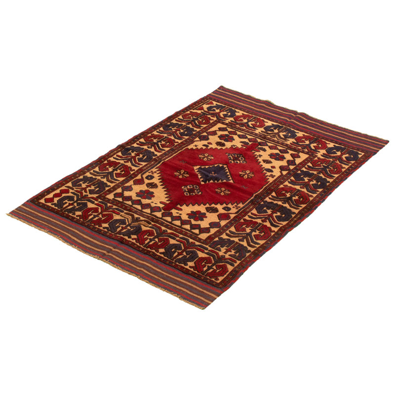 Tapis décoratif Ivoire en laine noué à la main de conception unique 4 pi x 6 pi Braynard New Age