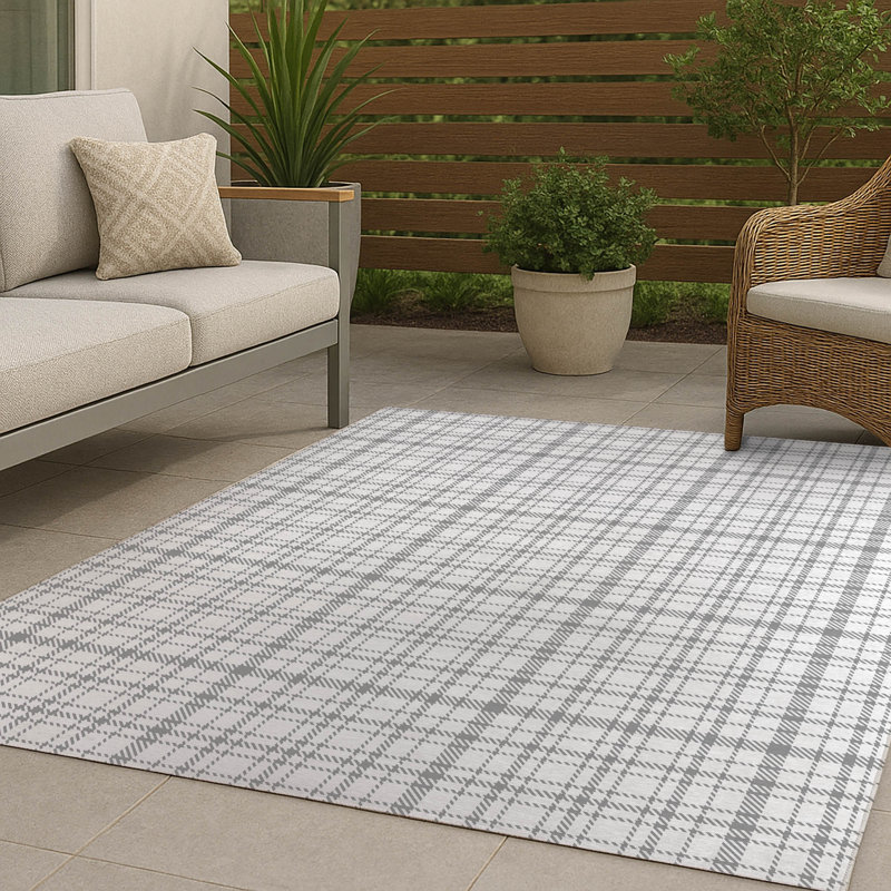 Tapis d'extérieur antidérapant à carreaux Liz, Rectangulaire 3 pi x 5 pi