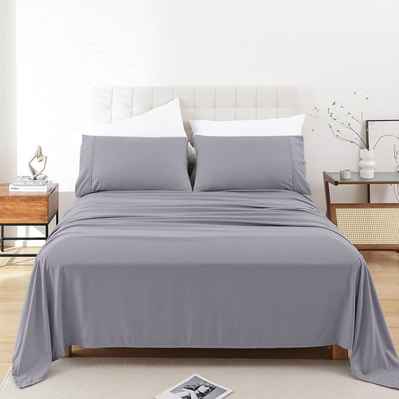 Sidak 100% Cotton Brushed Flat Sheet, Grey, Super King (6')