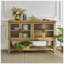 Buffet 59 "rustique avec portes cannelées en verre, console décorative en bois naturel pour le rangement de la salle à manger et du salon