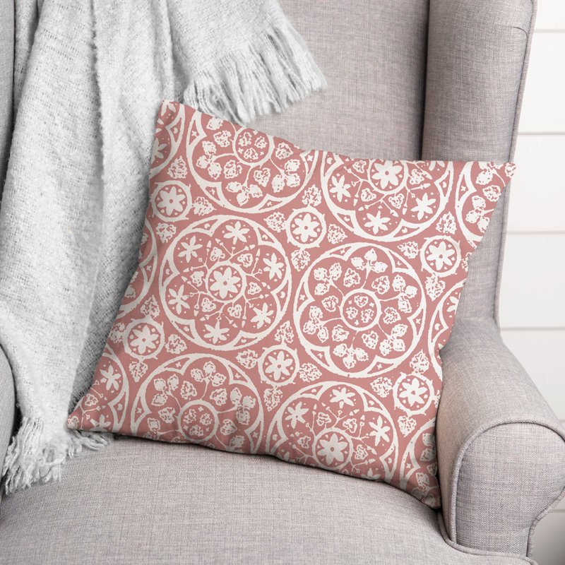 Housse et insert de coussin d'extérieur carré Tile 6, Rose, 16 po x 16 po