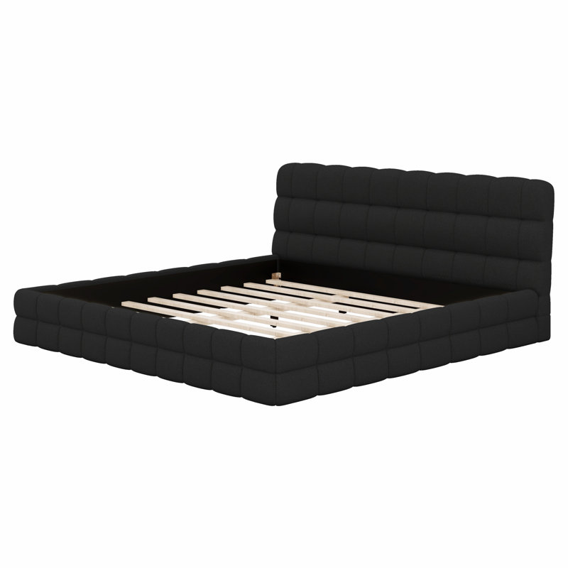 Lit plateforme tapissier confortable, Noir