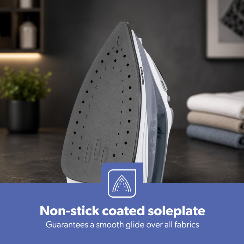 GEEPAS Steam Iron | Clothes Dry & Steam Press | 35s Fast Heat-Up, Vertical Steaming | Nonstick Soleplate & Adjustable Temperature | 210ml Water Tank with 0.5g/Steam Output | 2 Year Warranty 1750W