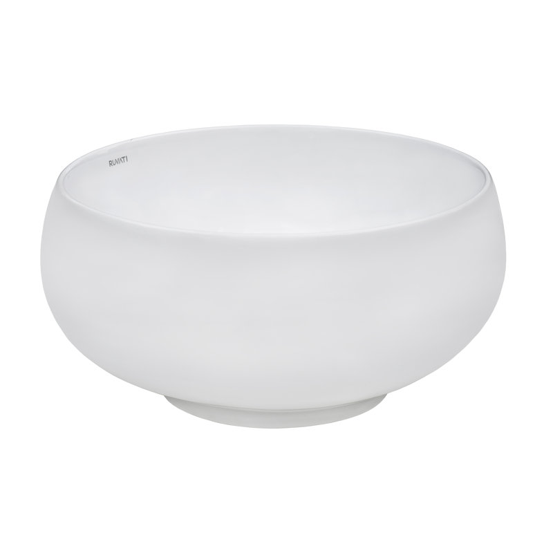 Ruvati 12" Round White Ceramic Above-Counter Vessel Sink