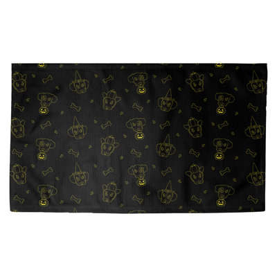Tapis noir/jaune fait main