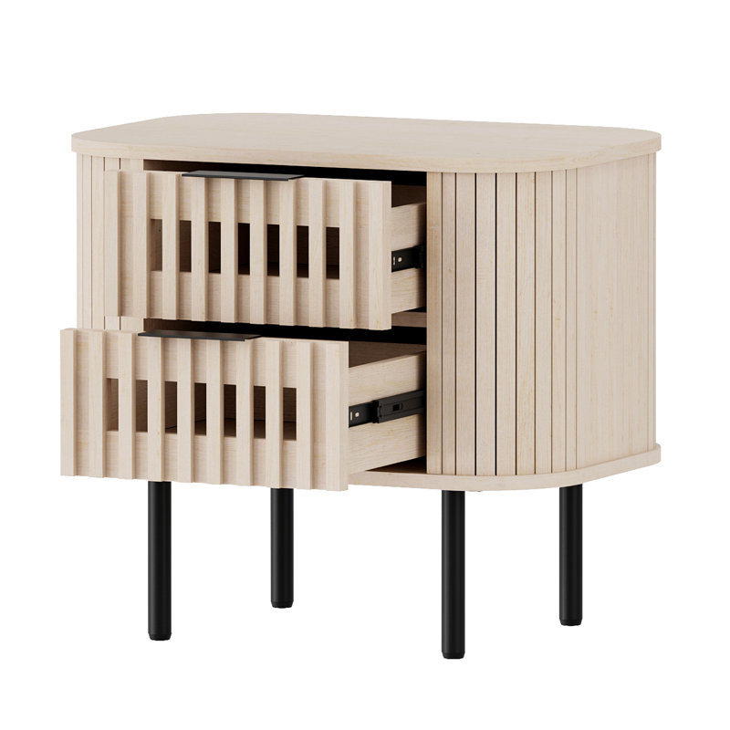 Mid-Century Modern 22.5 '' Fluted Nightstand, Natural