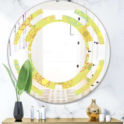 Miroir de salle de bain sans cadre moderne et contemporaine à motif floral