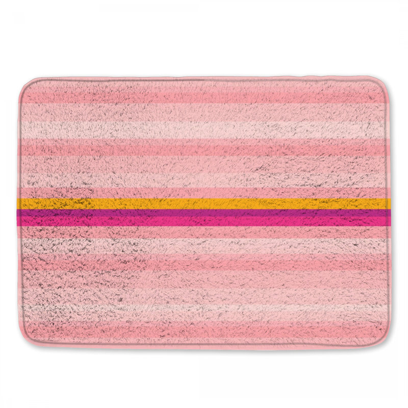 Tapis de bain rose à rayures horizontales, L 24 po x L 17 po