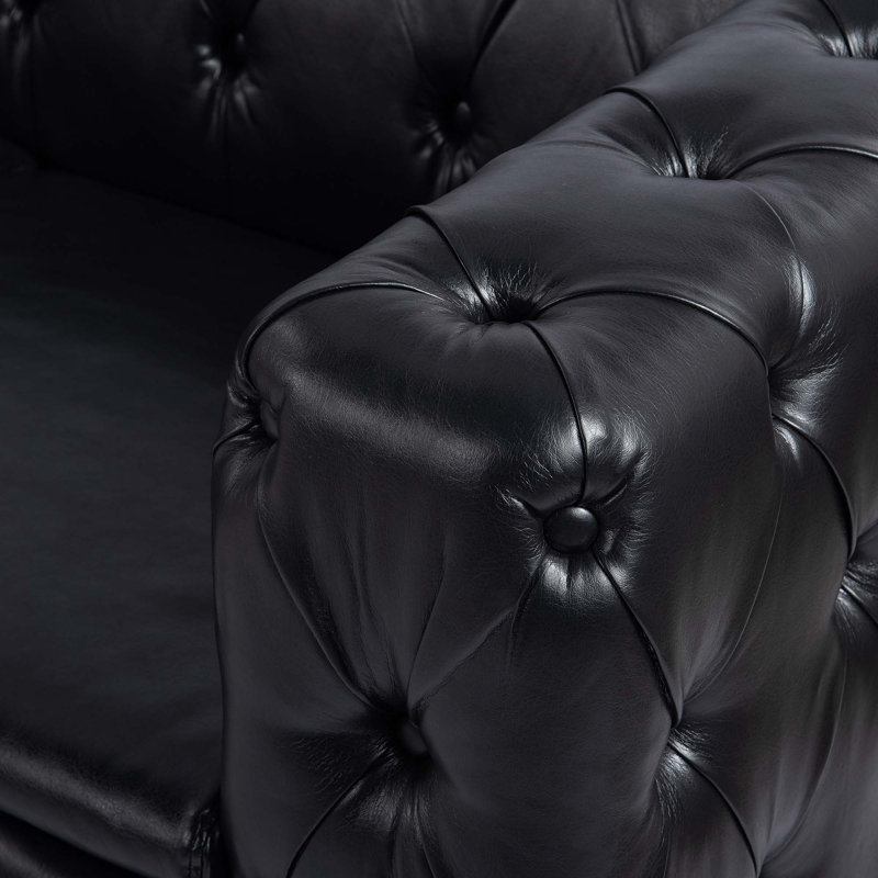 Canapé 3 places Modern, Black Faux Leather
